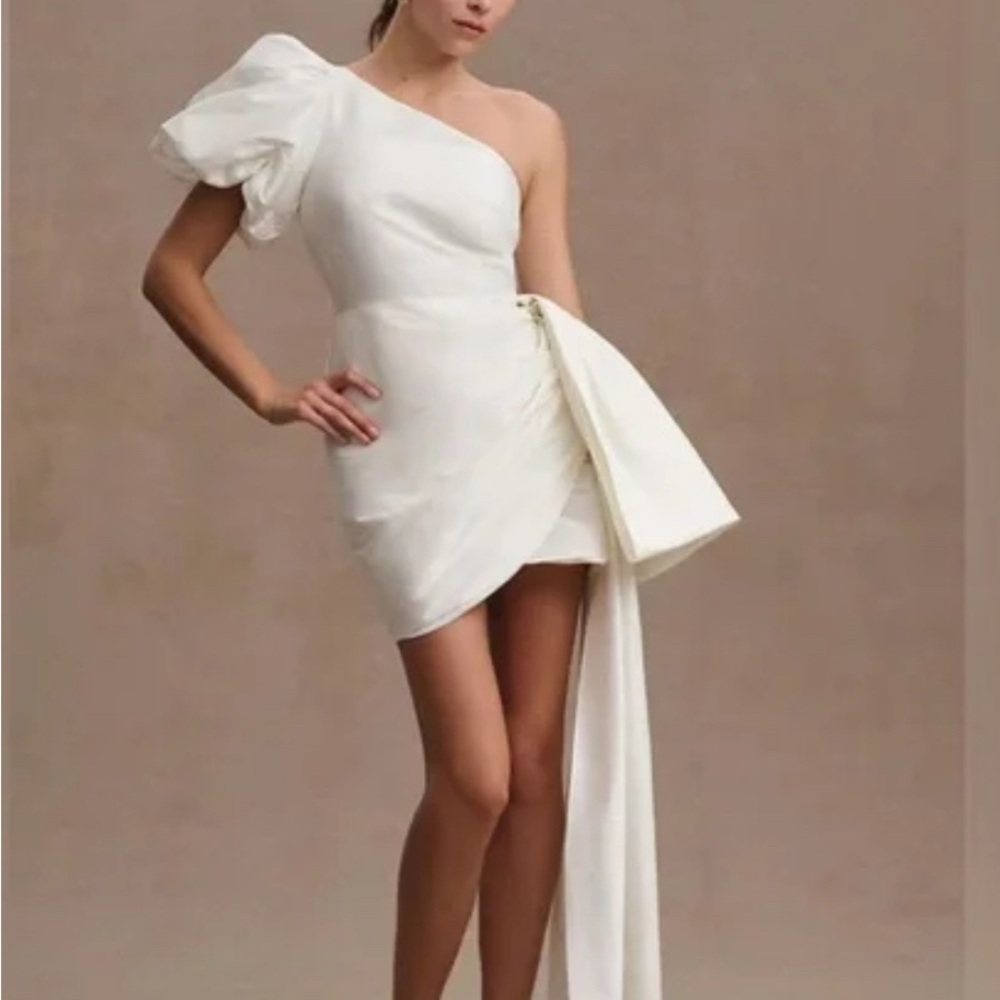 Anthropology White One-Shoulder Dress